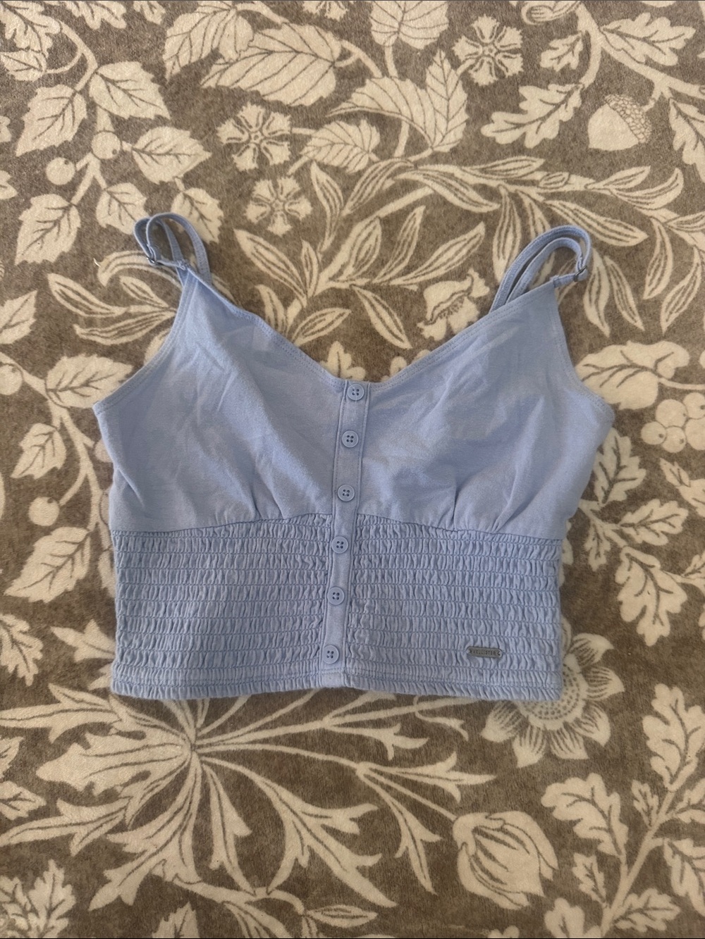 Hollister Light Blue Smocked Crop Top